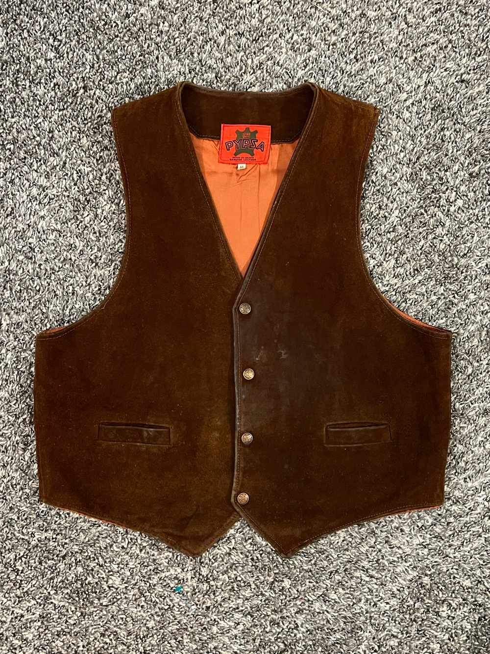 Vintage Pypsa brown suede leather vest 1970’s western cowboy ranch Yellowstone